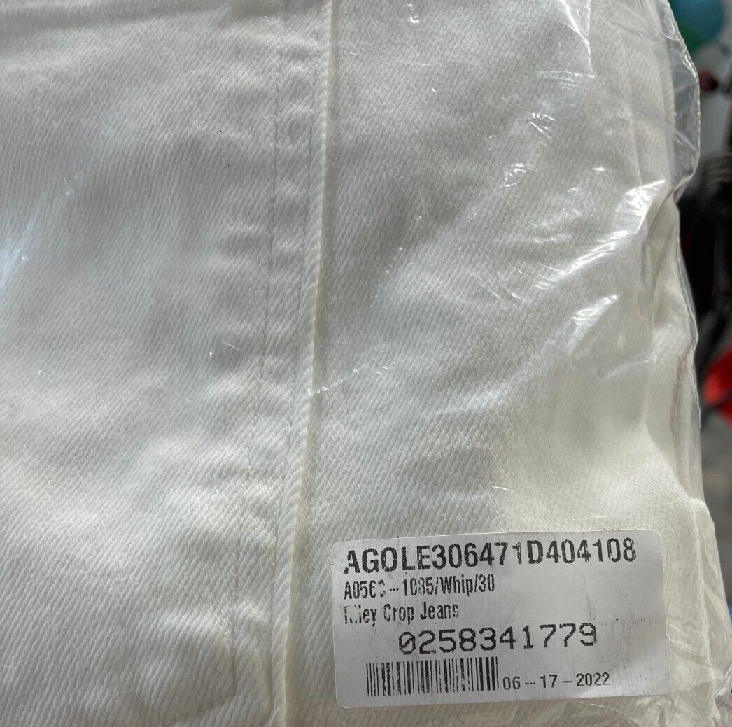 Agolde Womens 30 Riley High Waist Crop Straight Leg Jeans White Button Fly Denim