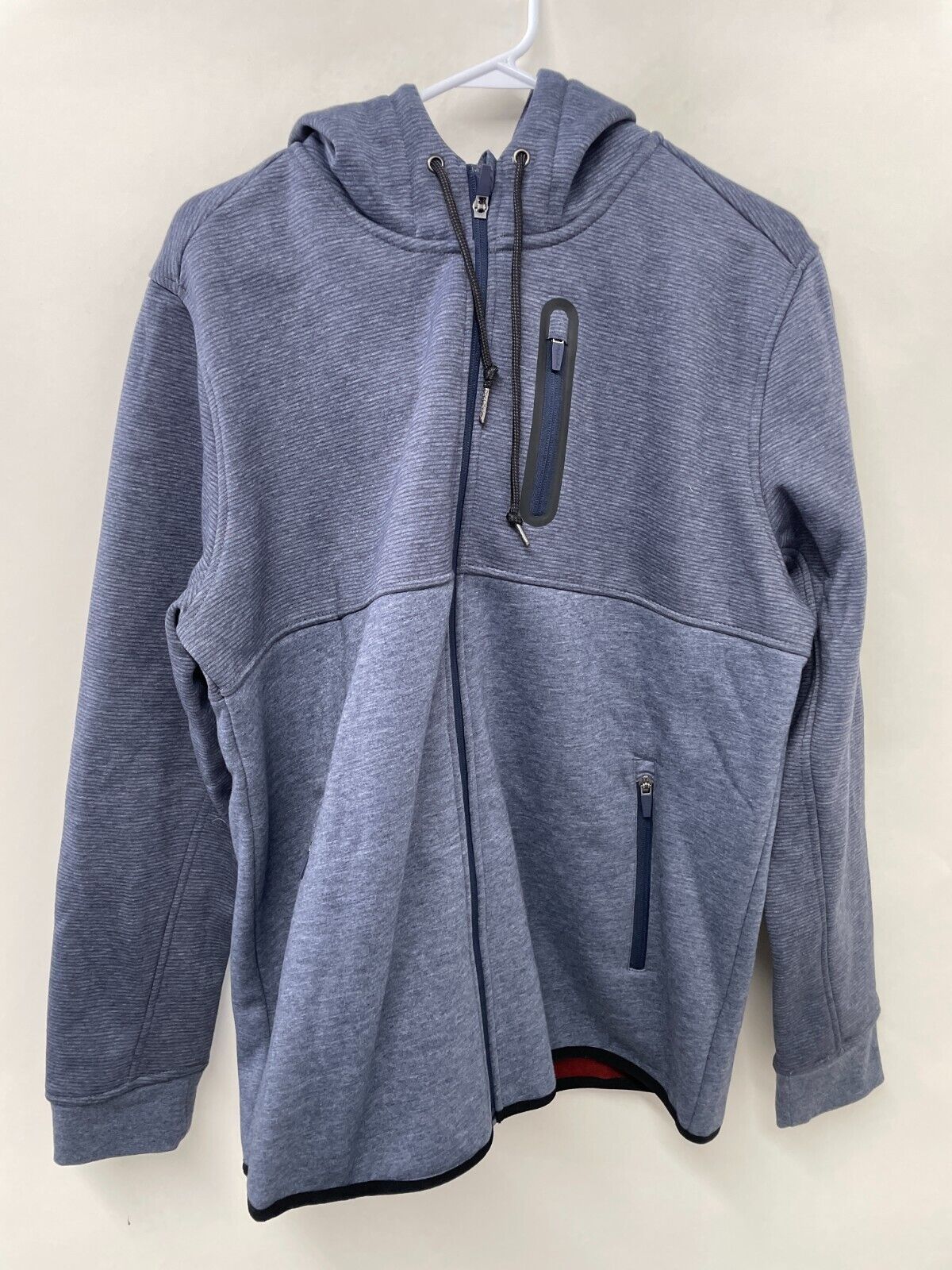 Flag & Anthem Mens L Trent Blocked Bonded Fleece Full Zip Hoodie Jacket Blue