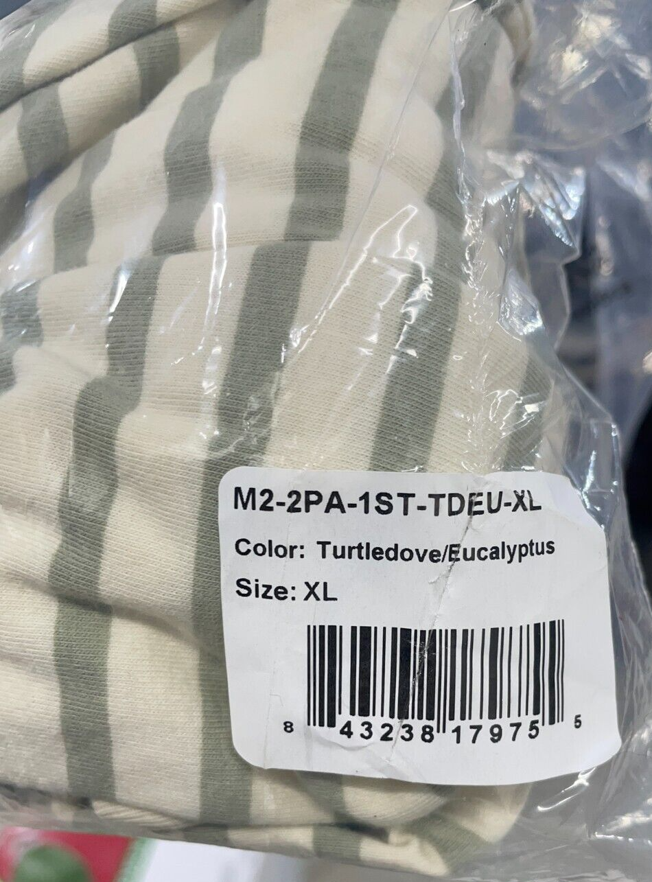 American Giant Mens XL Striped Classic Cotton Crew Shirt Turtledove Eucalyptus