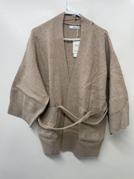 Mango MNG Womens XS/S Spagheti Cardigan Sweater Kimono Wrap Brown Tan 27000364