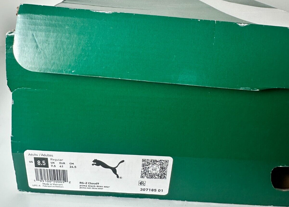 Puma Men's 8.5 Cloud9 x RS-Z Black Bleu Azur Casual Sneaker Shoes 307185 01