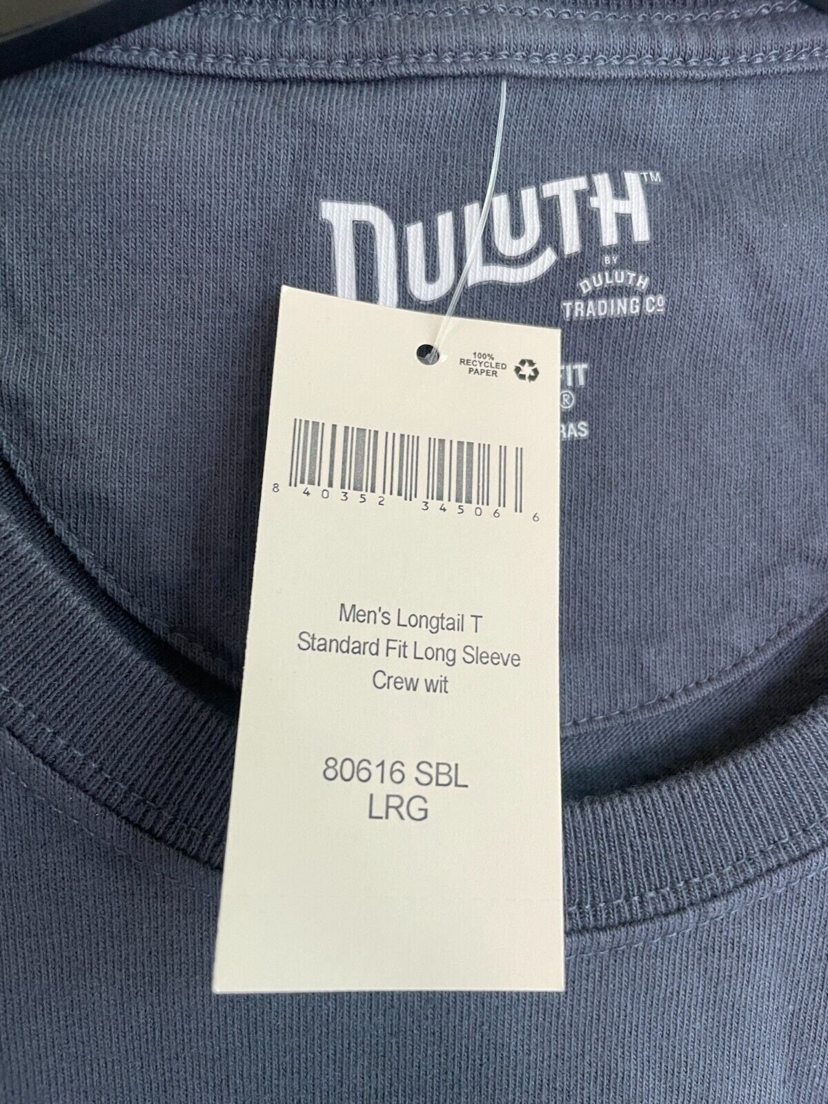Duluth Trading Co Men's L Long Sleeve Longtail T-Shirt W/ Pocket Navy 80616 SBL