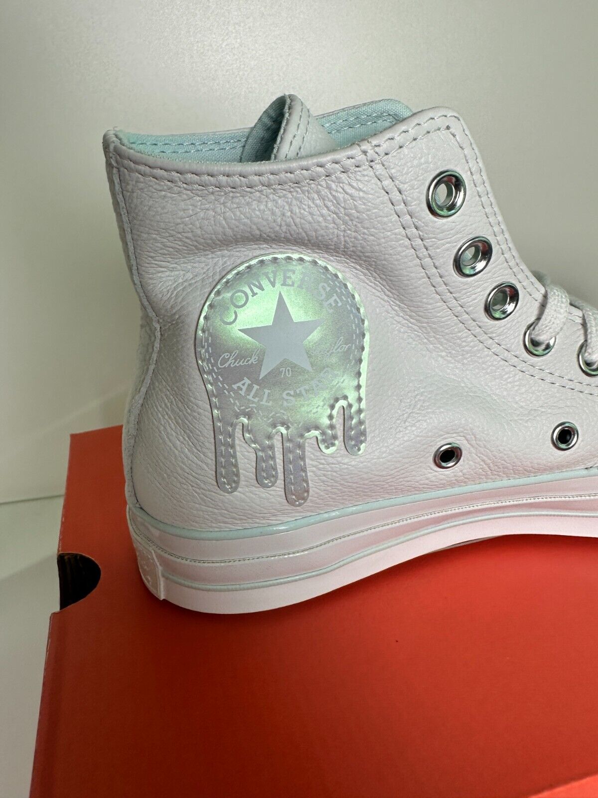 Converse Womens 8.5 Chuck 70 High White Out Leather Casual Sneaker Shoes A05024C