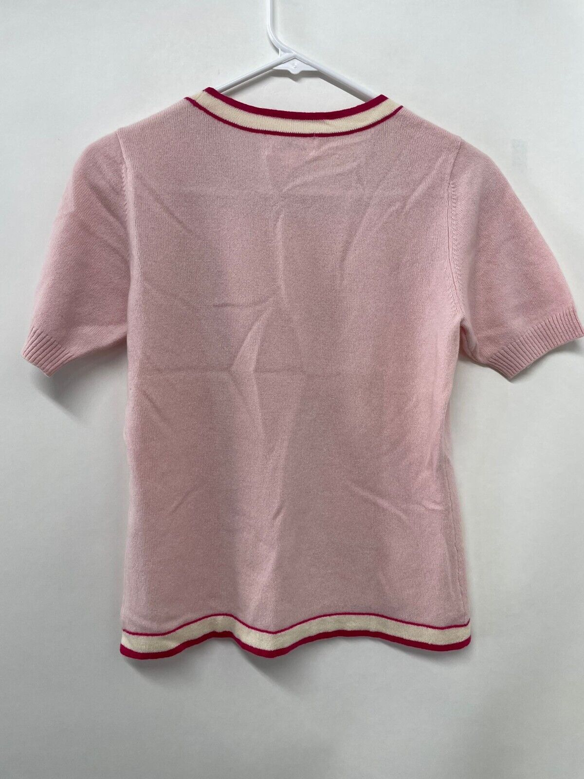 Courreges Womens 40 Lot of 2 Pink Cashmere Sweater Short Sleeve & Cardigan