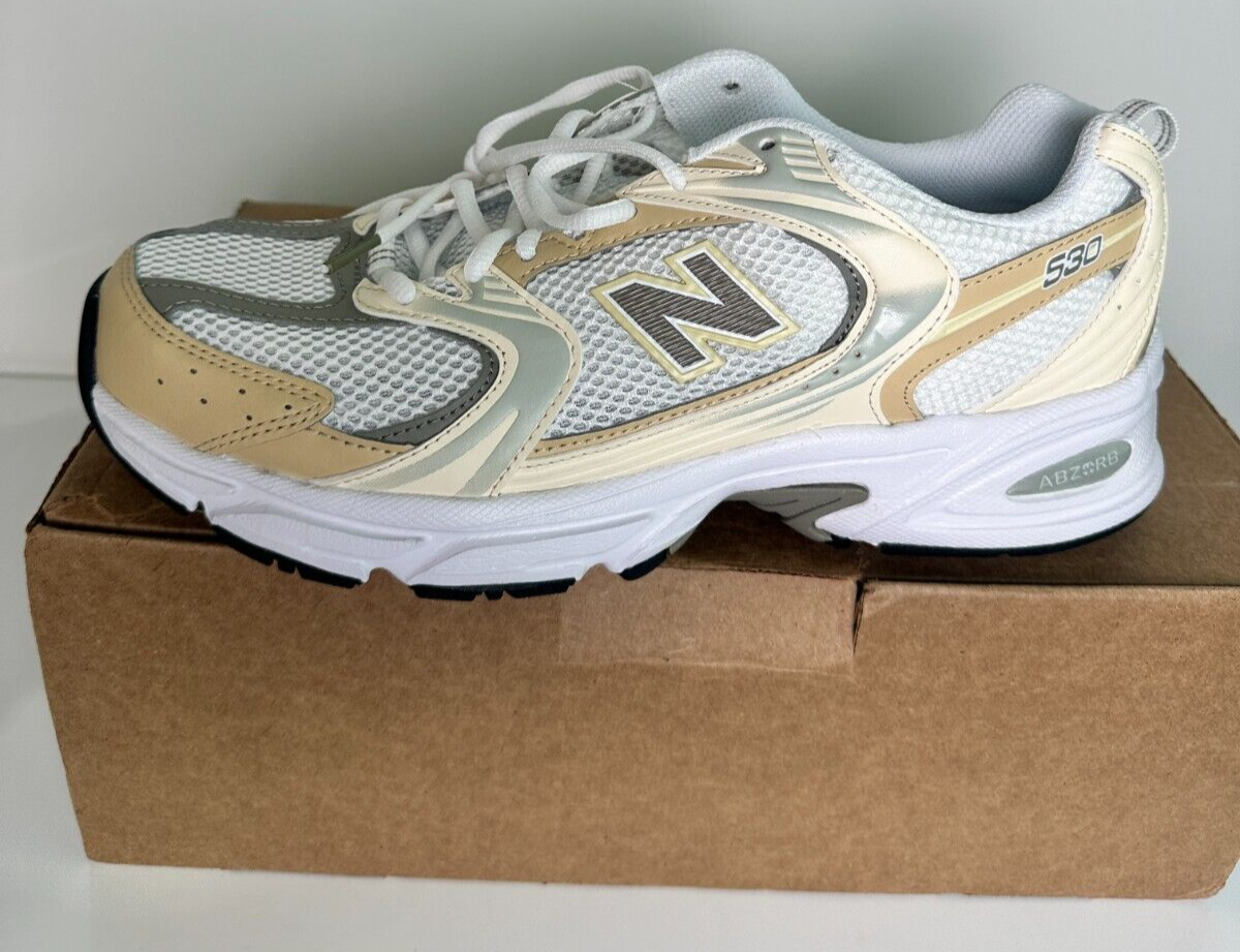 New Balance Men's 9 NB 530 Beige White Lifestyle Casual Sneaker Shoes MR530AA