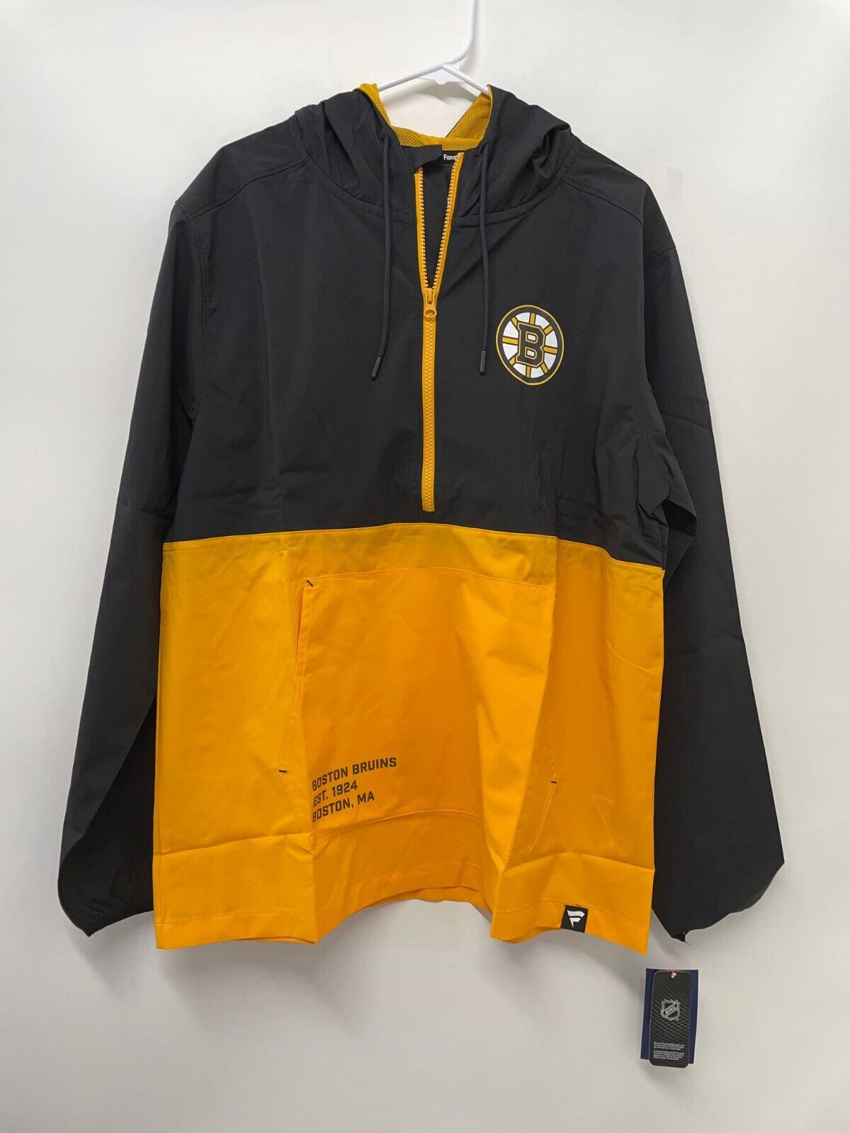 Boston Bruins Mens L Thrill Seeker Anorak 1/2 Zip Jacket Fanatics Pullover NHL