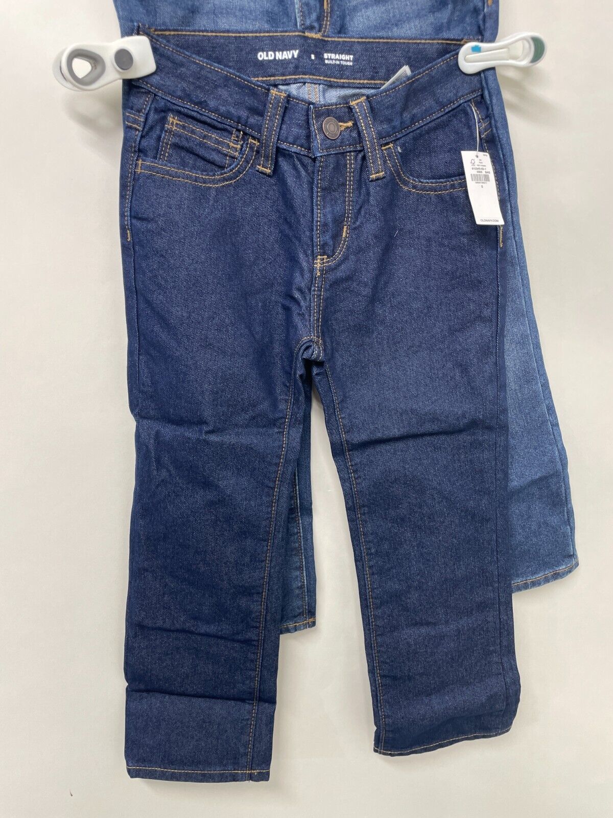 Old Navy Boys 5 Straight Non-Stretch Jeans 2-Pack Dark Blue Built-in Tough NWT
