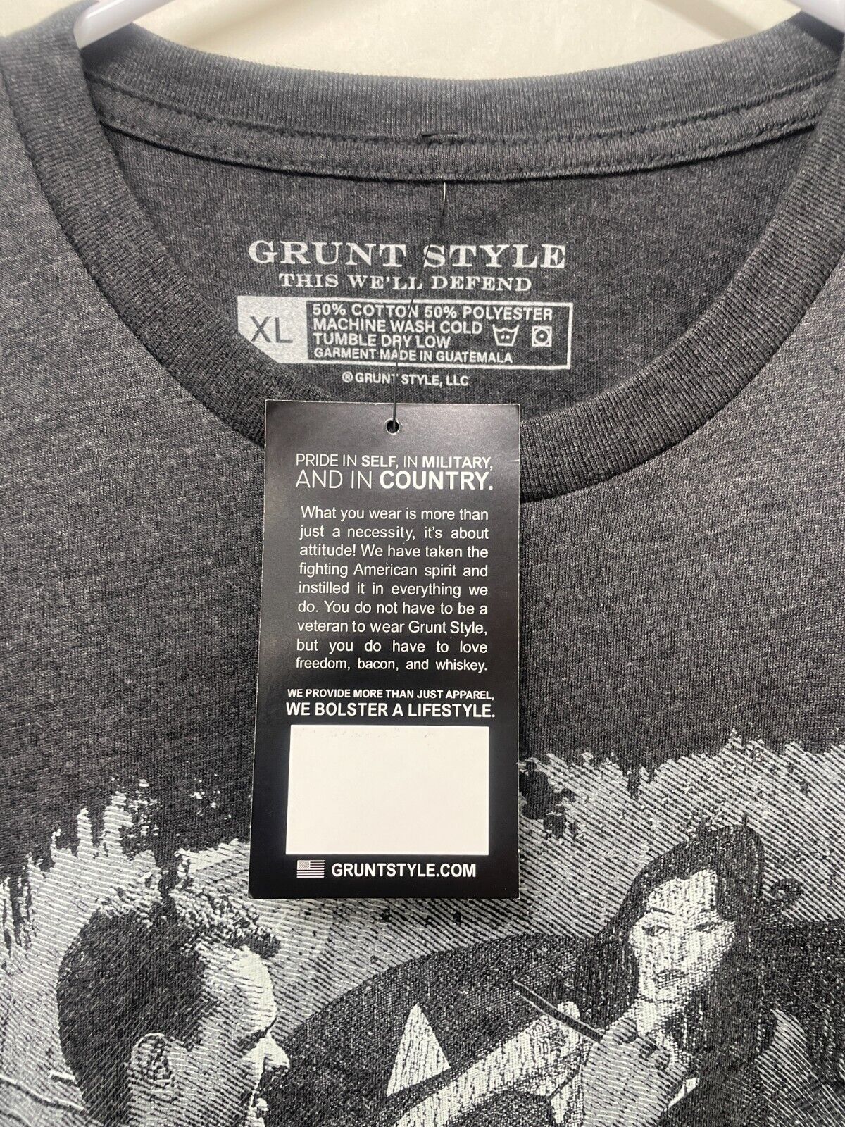 Grunt Style Mens XL Bombs Away Nose Art T Shirt Gray Short Sleeve Army Tee