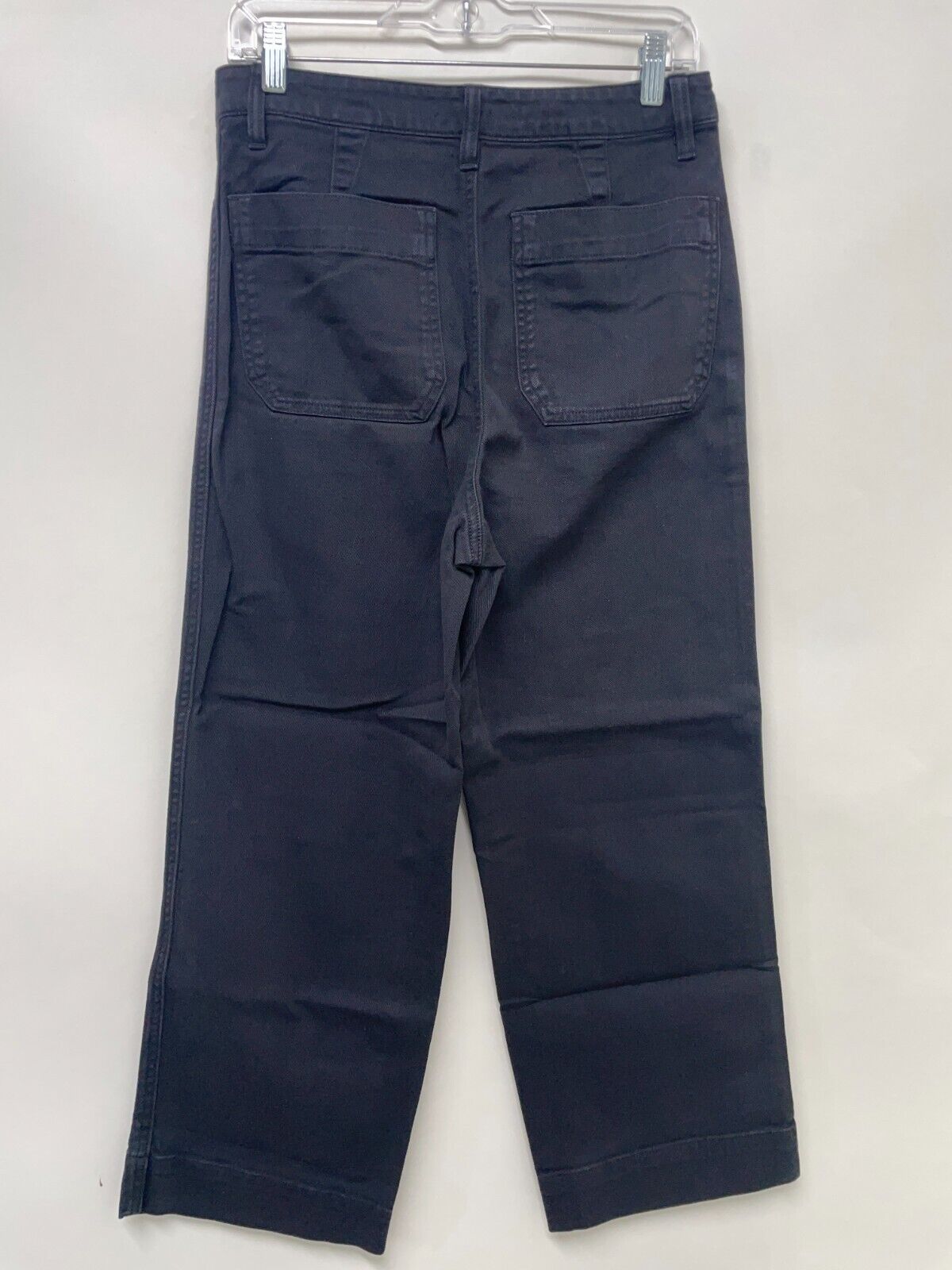 Quince Women's 29 Stretch Cotton Twill Wide-Leg Crop Pants Black