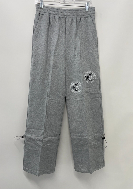 The World Is Your Oyster Mens M Embroidered Lounge Pants Gray Elastic Waist