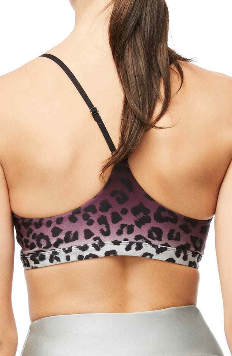 Good American Womens 1 Ombre Purple Leopard Print Sports Bra Barely There Scoop