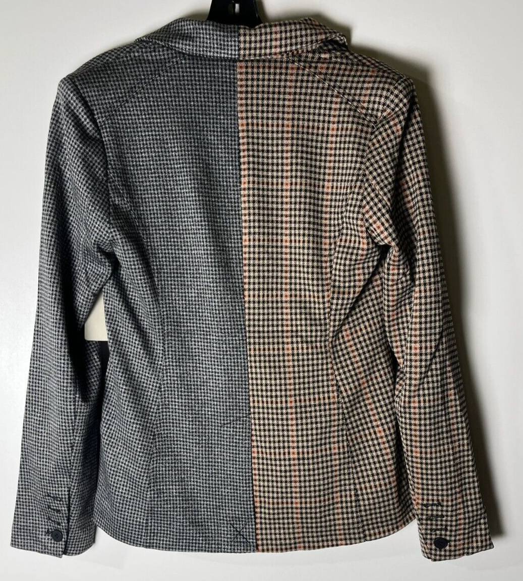 RD Style NY&C Womens S Eva Mixed Plaid Ponte Blazer Charcoal 41278639