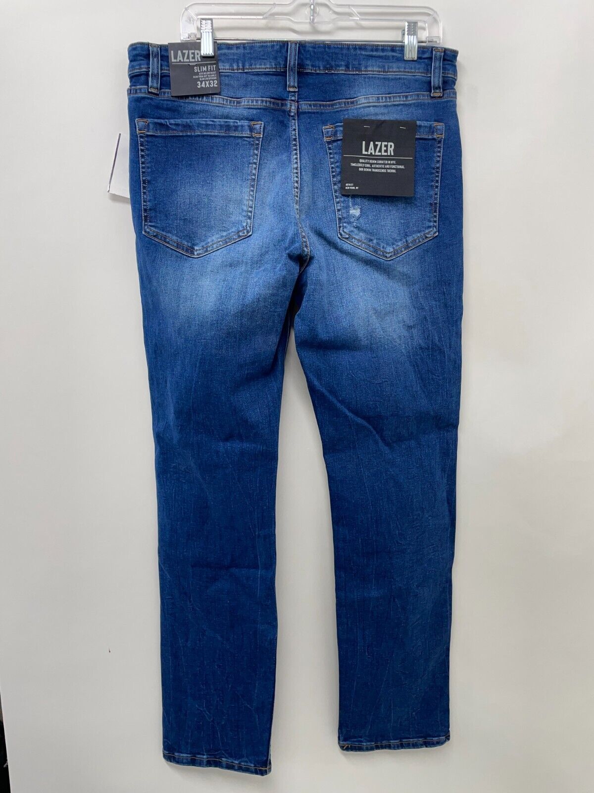 Lazer Mens 34x32 Issac Jeans Tapered Leg Slim-Fit Stretch Distressed ML83592