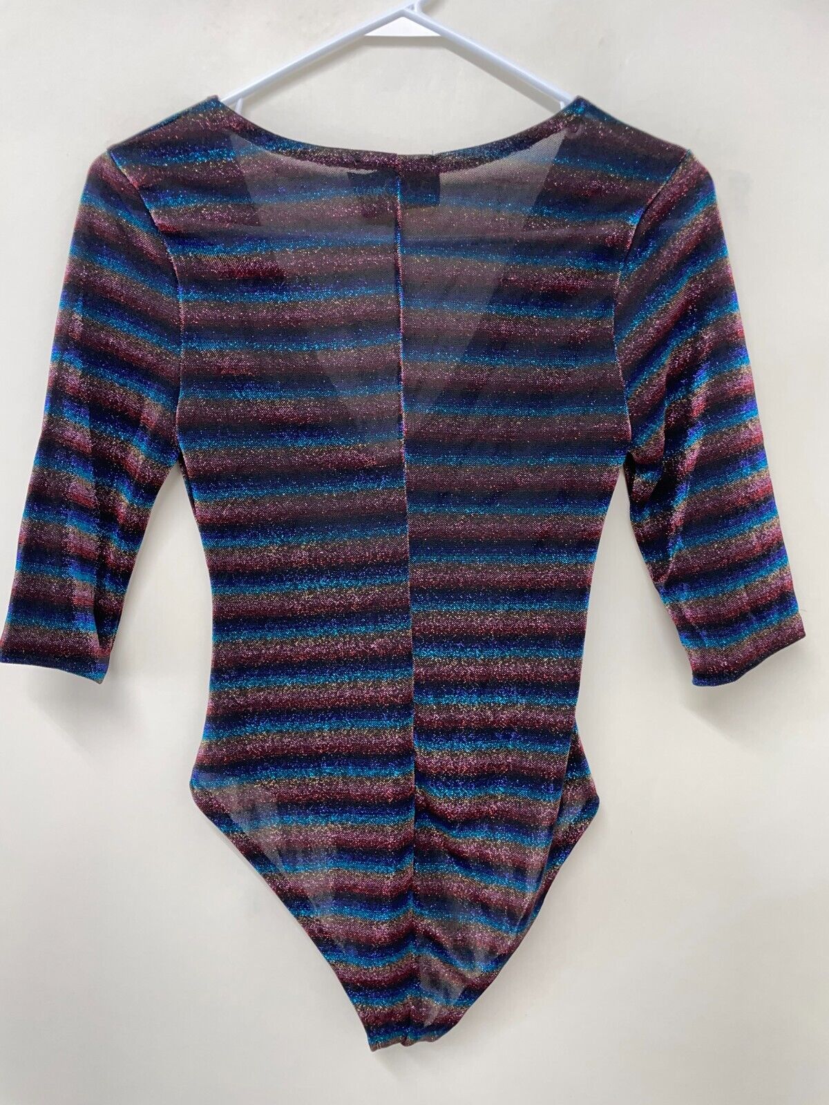 Boodwah Womens Shimmer Rainbow Striped Bodysuit Festival RaveV-Neck Eras Swiftie