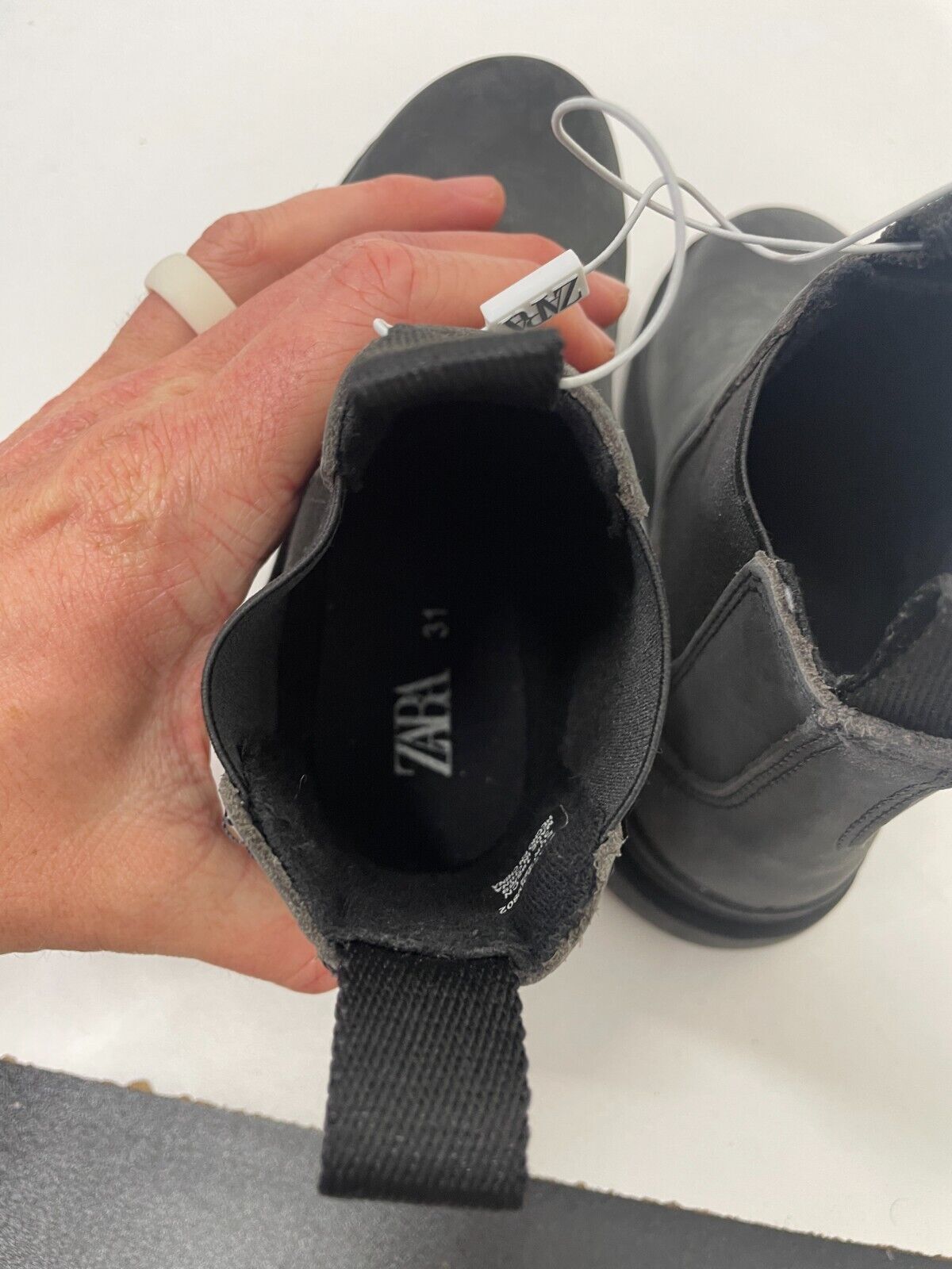 Zara Kids 31EU Goring Elastic Leather Ankle Boots Charcoal Gray 2137/030/802