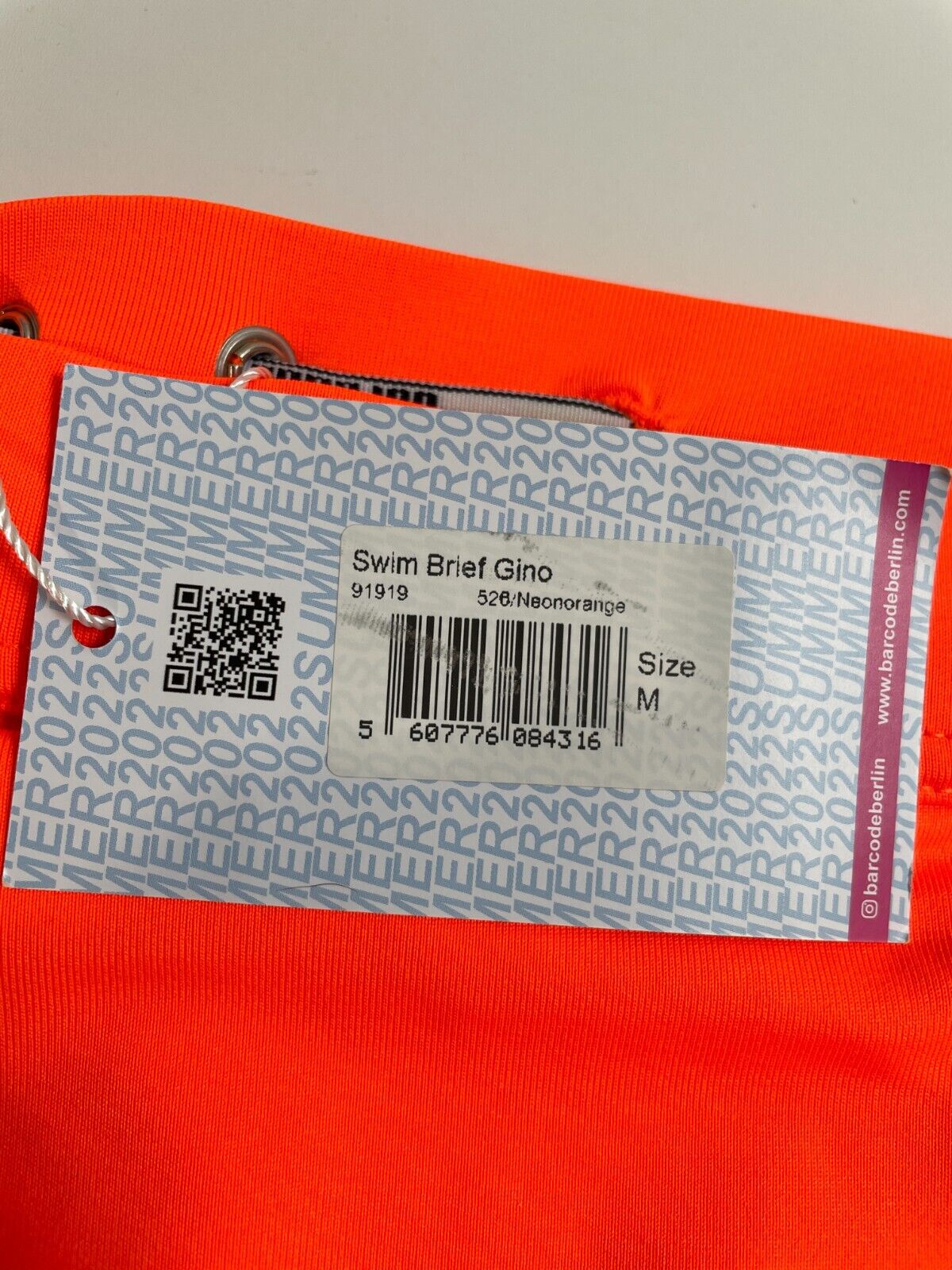 Barcode Men's M Berlin Vibrant Neon Gino Swimming Brief Orange BB-91919