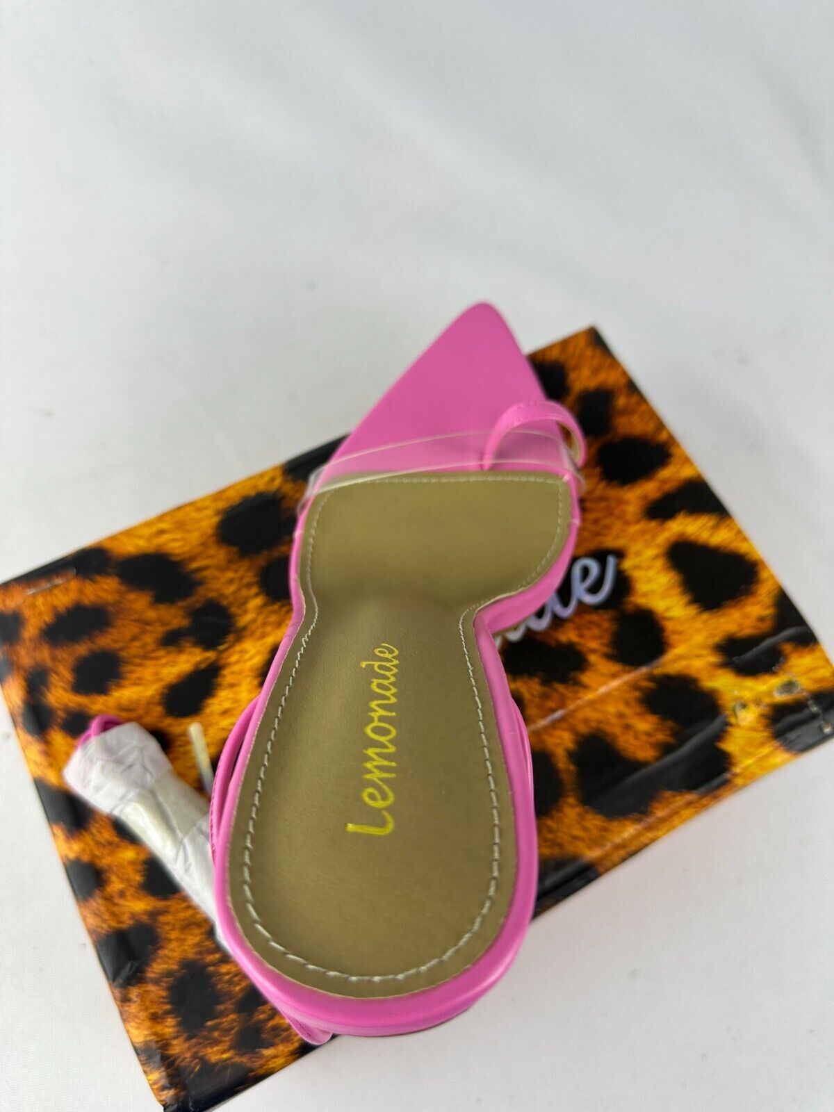 Lemonade Womens 7.5 Kamali Pink Perspex Strap Lace Up Point Toe Heels Barbiecore