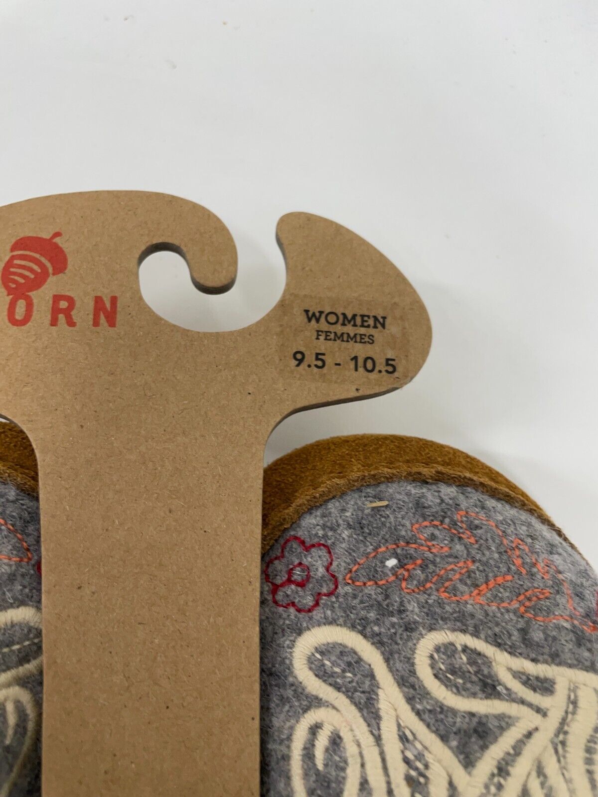 Acorn Womens 9.5-10.5 Forest Mule Slipper Heather Grey Hare Rabbit