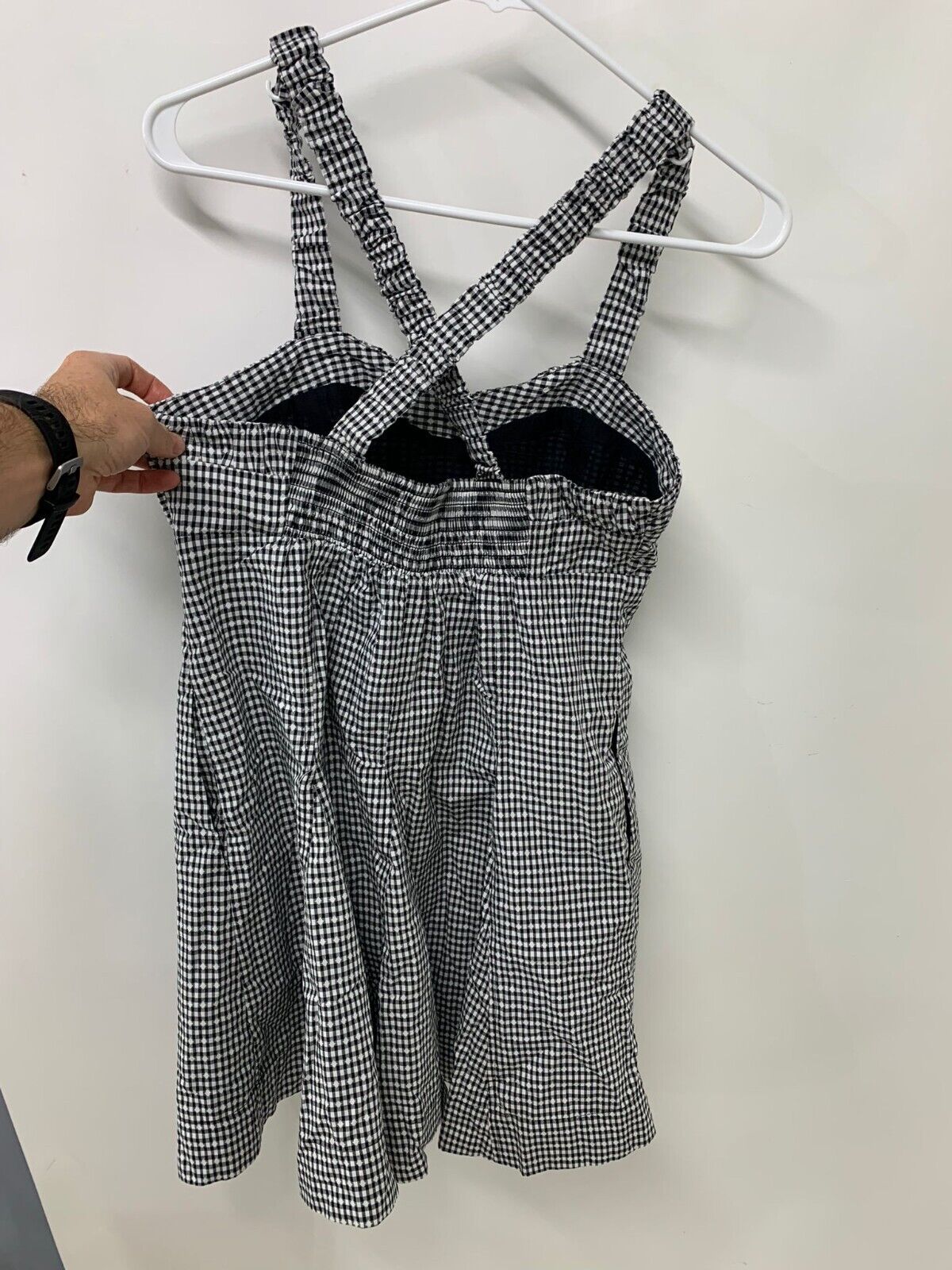 Anthropologie Maeve Womens XS Sweetheart Mini Dress Black White Gingham