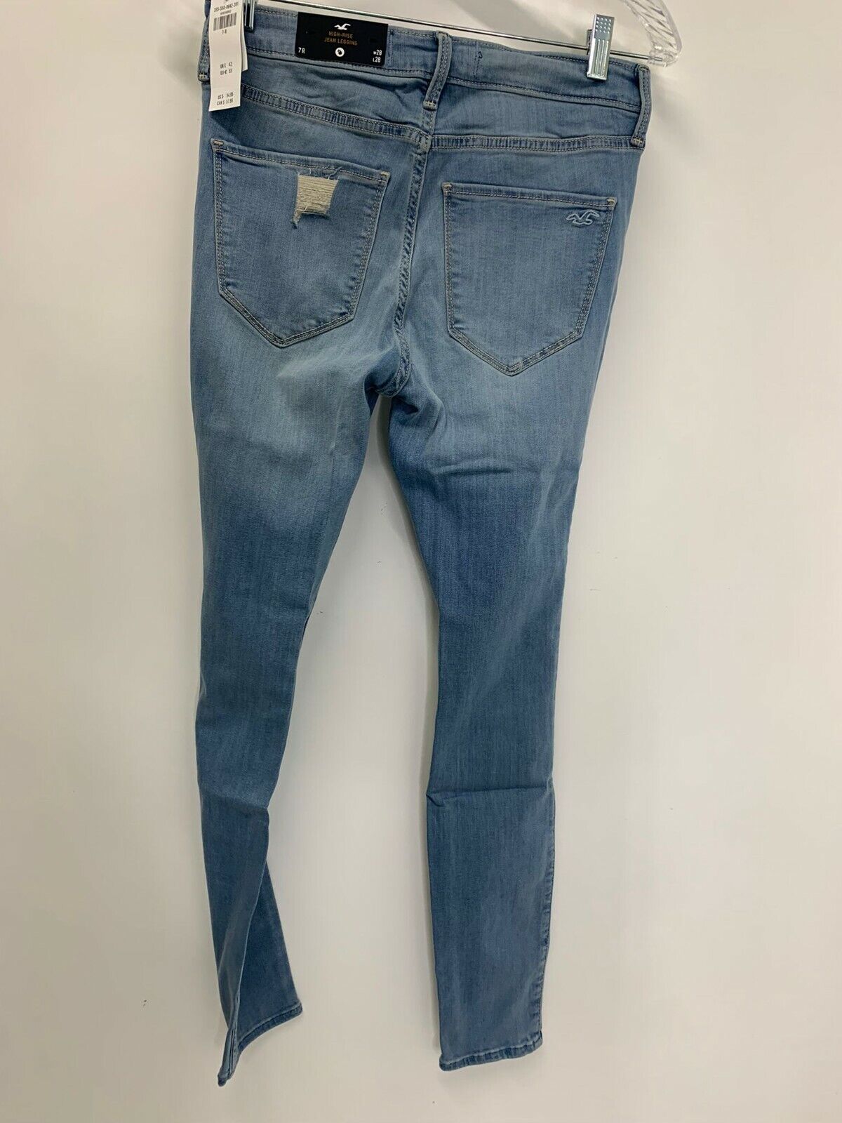 Hollister Womens 7R Light Wash High Rise Jean Legging Skinny Jeans Denim Ripped
