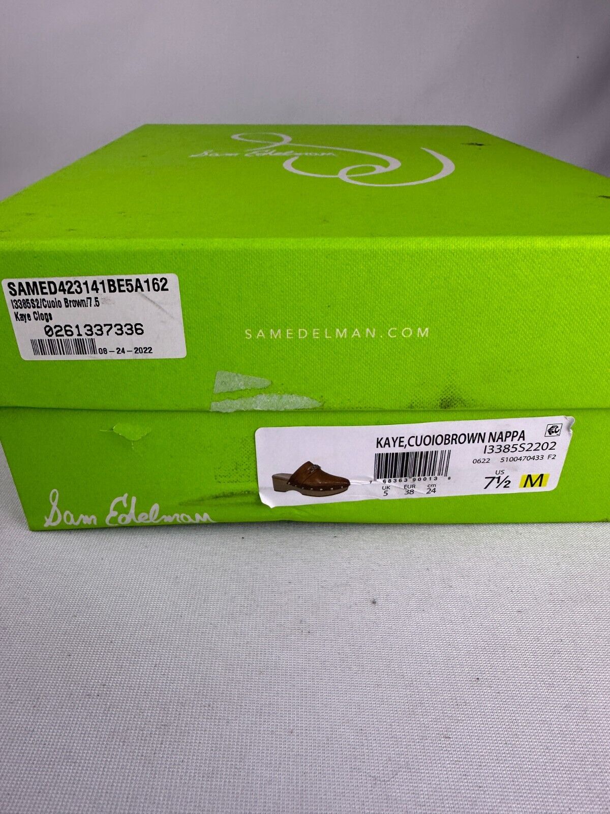 Sam Edelman Womens 7.5 Kaye Clogs Leather Cuoiobrown Nappa I3385S2202