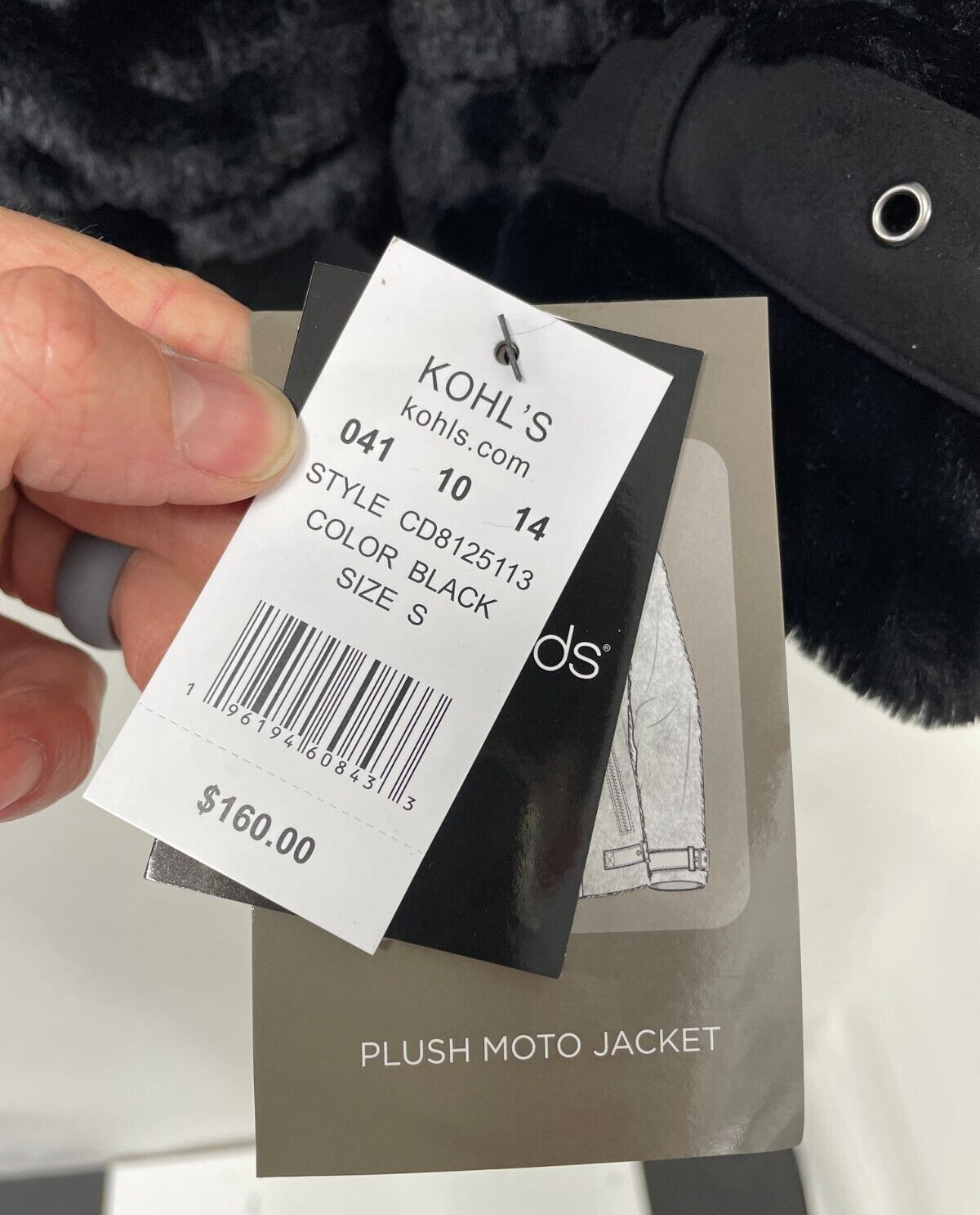 Cuddl Duds Women's S Plush Moto Jacket Black Full Zip Relaxed Fit CD8125113 NWT