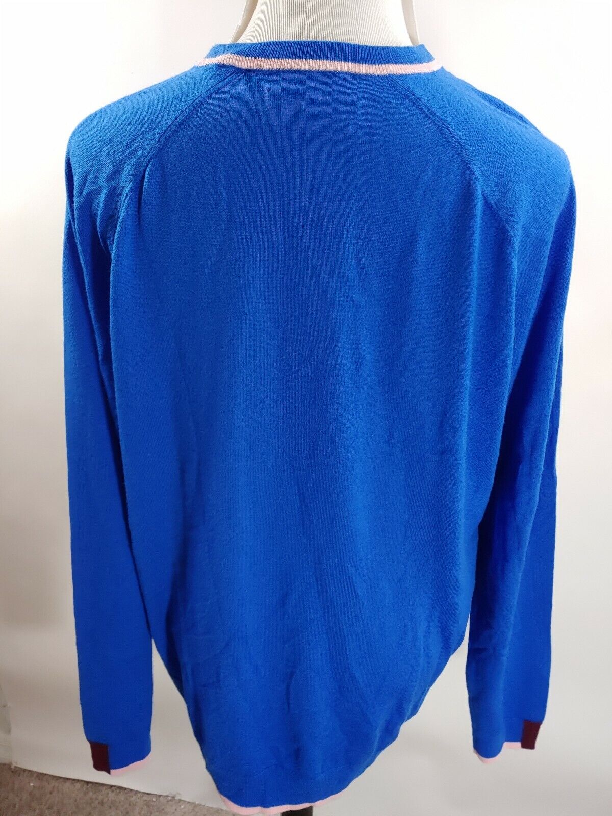Original Penguin Mens XXL Turkish Blue V Neck Knit Pullover Sweater Merino Wool