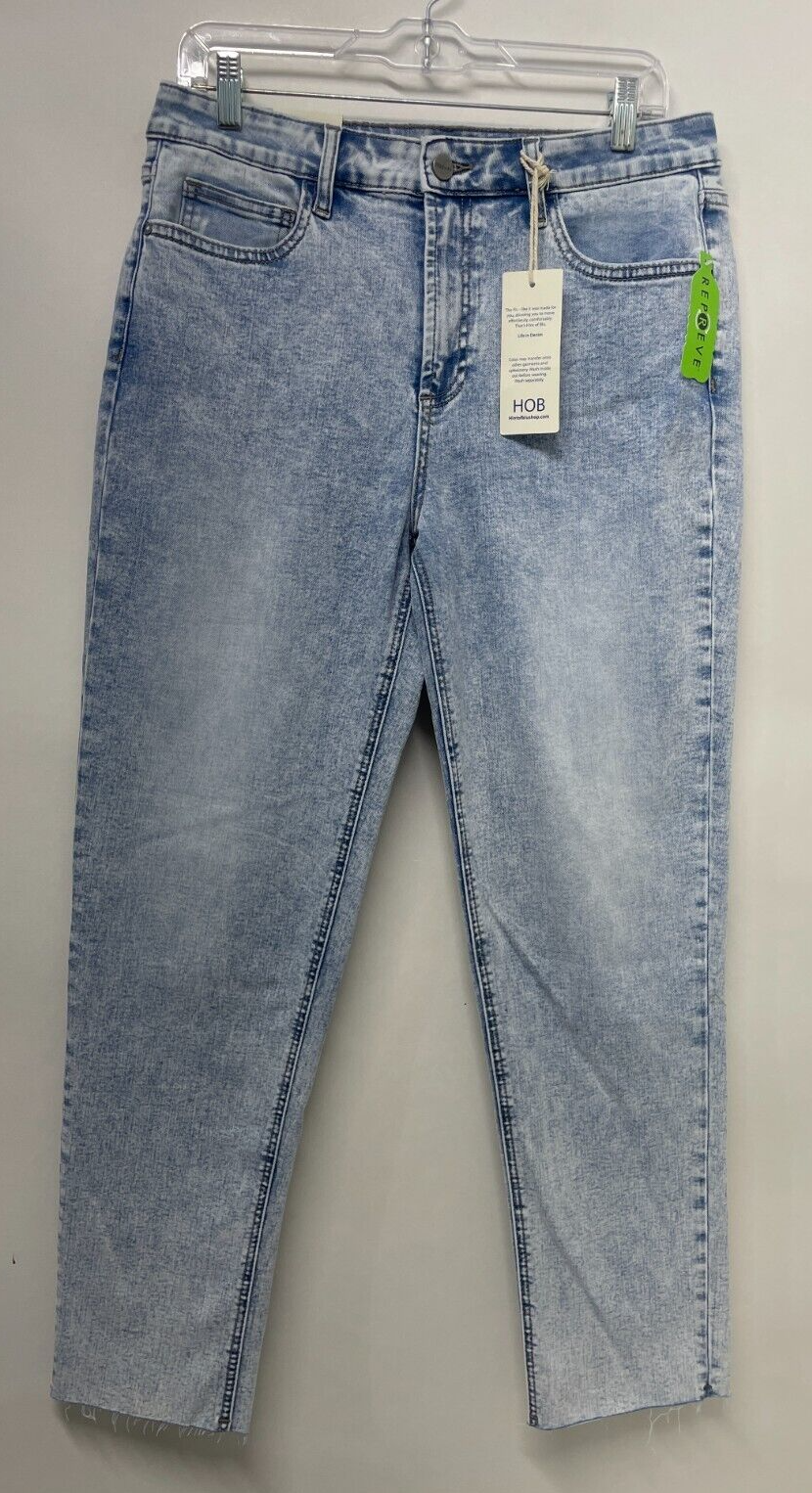 Hint of Blu Women's 10 Clever High Waist Slim Straight Leg Jeans Indigo Raw Hem