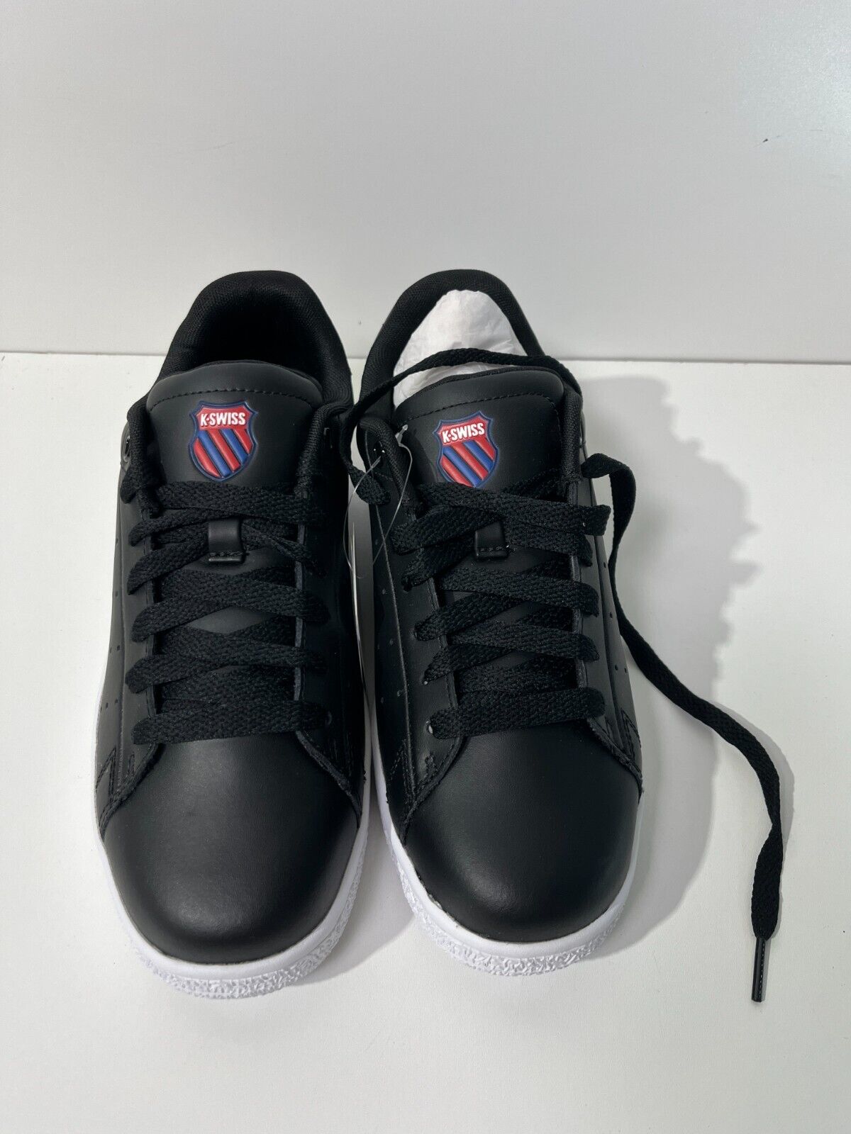 K-Swiss Men's 7.5 Classic PF Lace Up Leather Sneaker Shoes Black White 08505-002