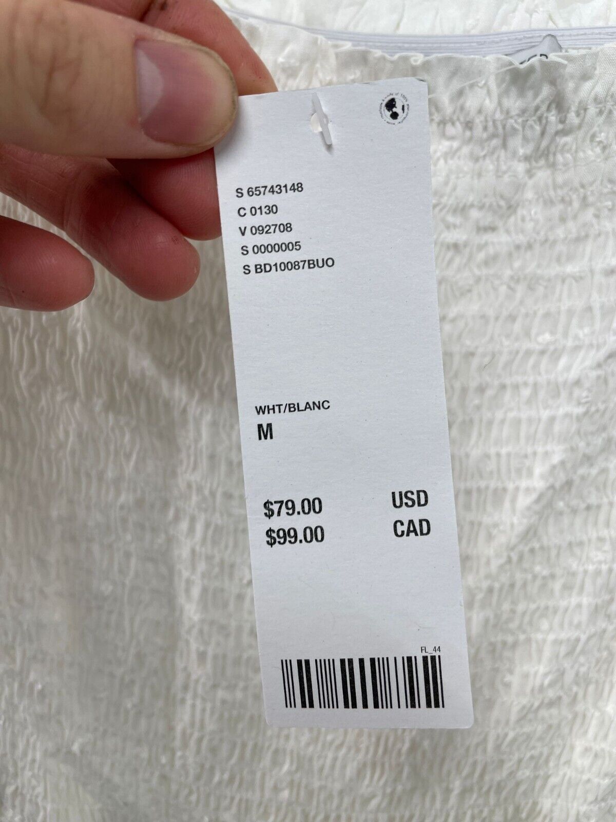 Urban Outfitters Womens M Swiss Dot Smocked Off Shoulder Midi Dress White