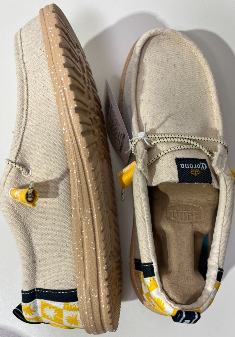 Hey Dude Men's 11 Wally Corona Slip On Casual Shoes Natural White/Tan 42218-1KO