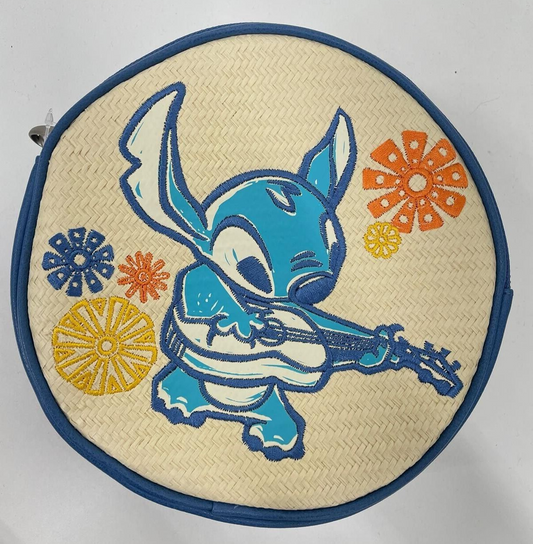 Disney Womens Straw Lilo & Stitch Guitar Crossbody Bag Purse Straw Faux Leather