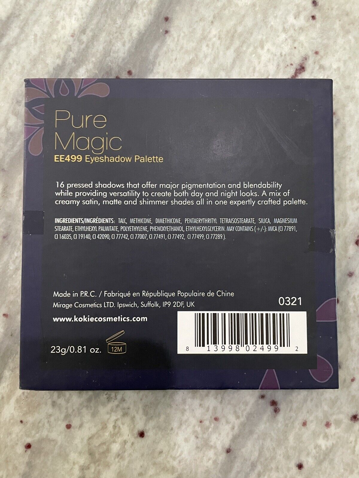 Kokie Lot Of 2 Eyeshadow Palette Arabian Nights EE498 Pure Magic .81 23g