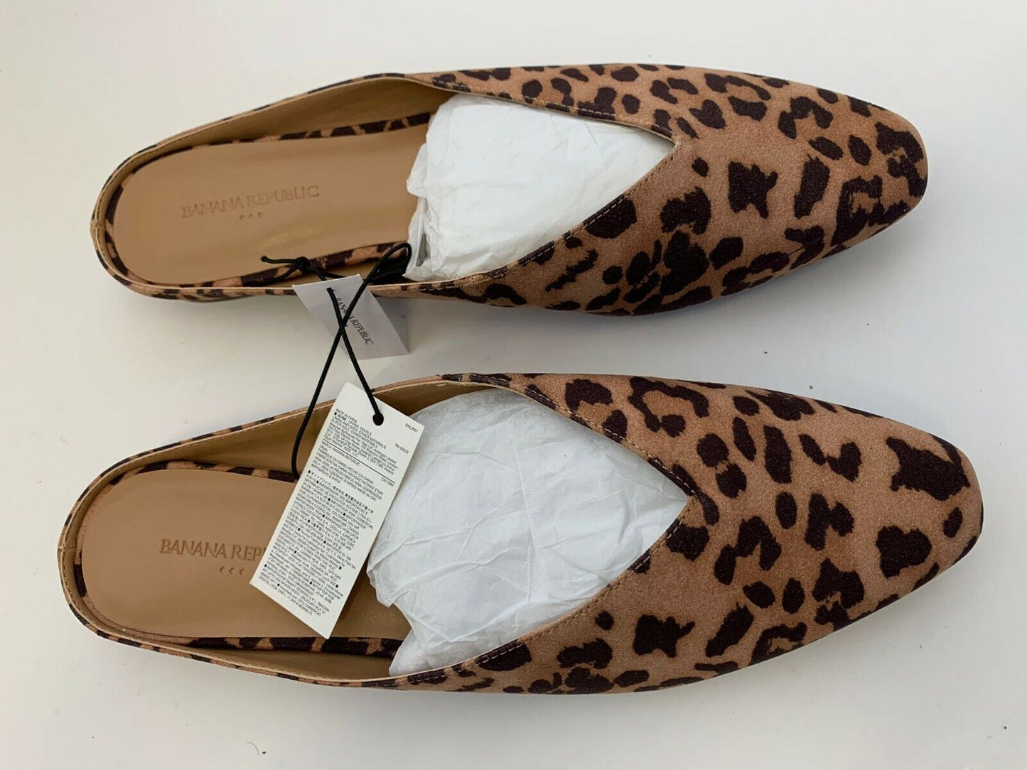 Banana Republic Factory Womens 7 Mule Slide Flat Shoes Cheetah Print