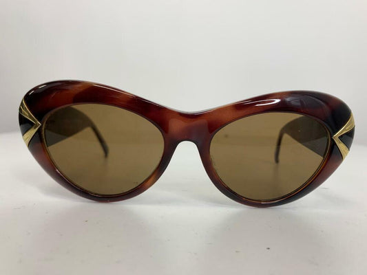 Sobflex Womens Vintage Brown Tortoise Cats Eye Sunglasses Italy 687 Gold