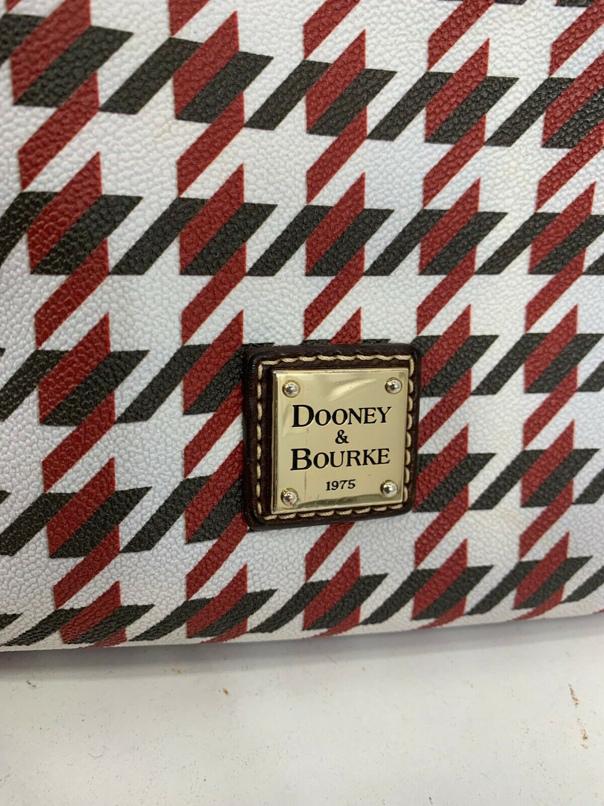 Dooney & Bourke Womens Houndstooth Saffiano Leather Crossbody Bag Domed Satchel