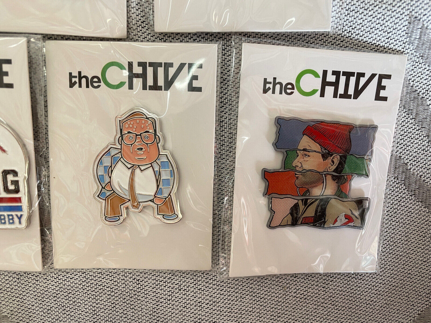 Lot of 5 The Chive Pins for Hat or Jacket Chris Farley Bill Murray SNL Pinback