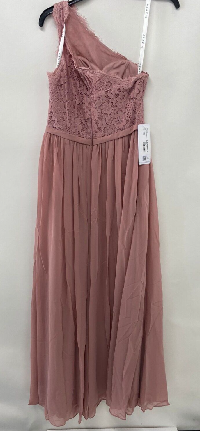 Azazie Womens 8 Demi Bridesmaid Dress Dusty Rose Pink Lace Bridal A8