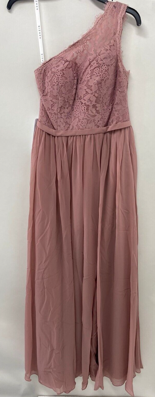 Azazie Womens 8 Demi Bridesmaid Dress Dusty Rose Pink Lace Bridal A8