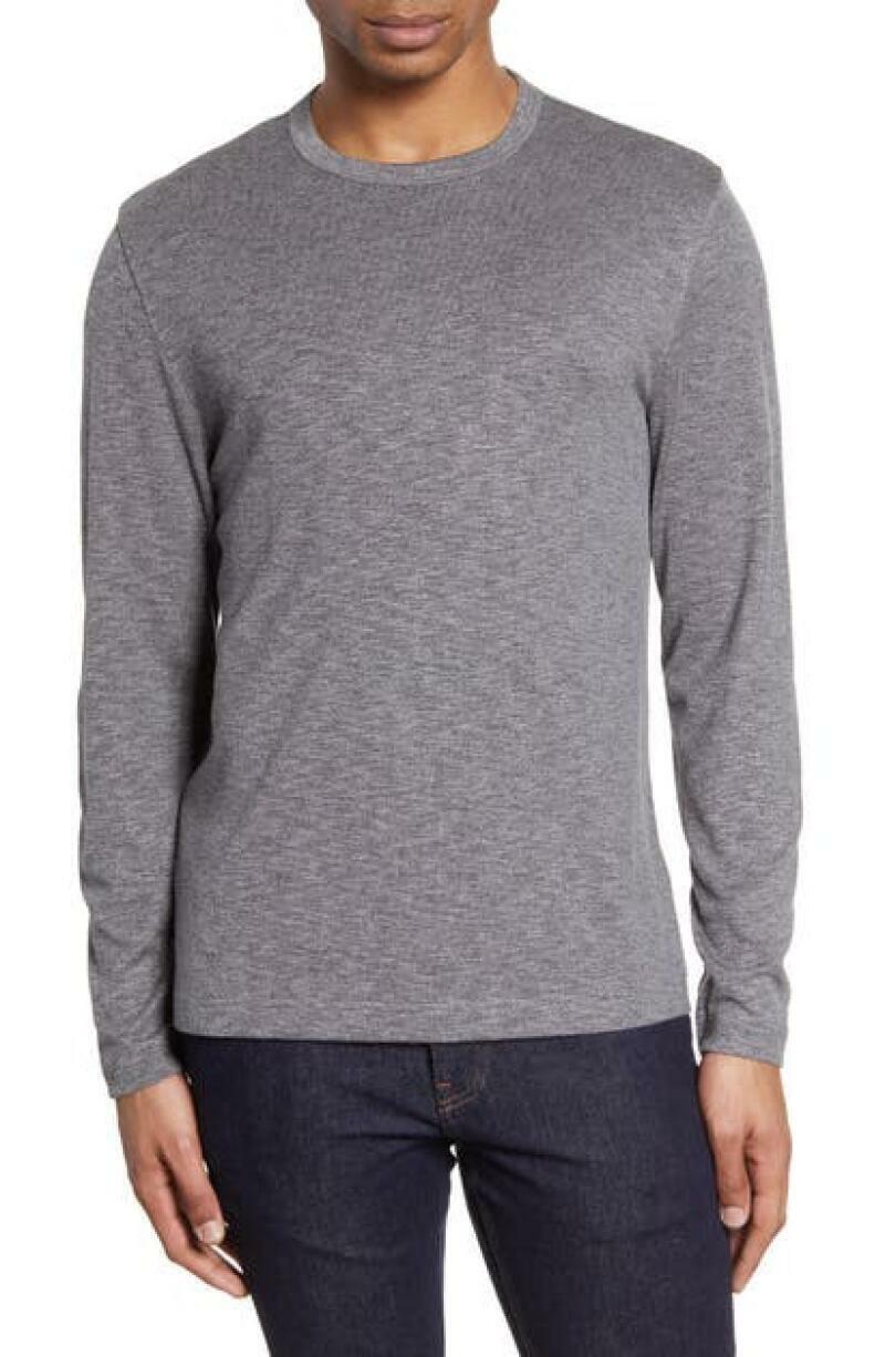 Nordstrom Mens Shop Mens 2XL Heather Gray Super Soft Long Sleeve T-Shirt Sweater