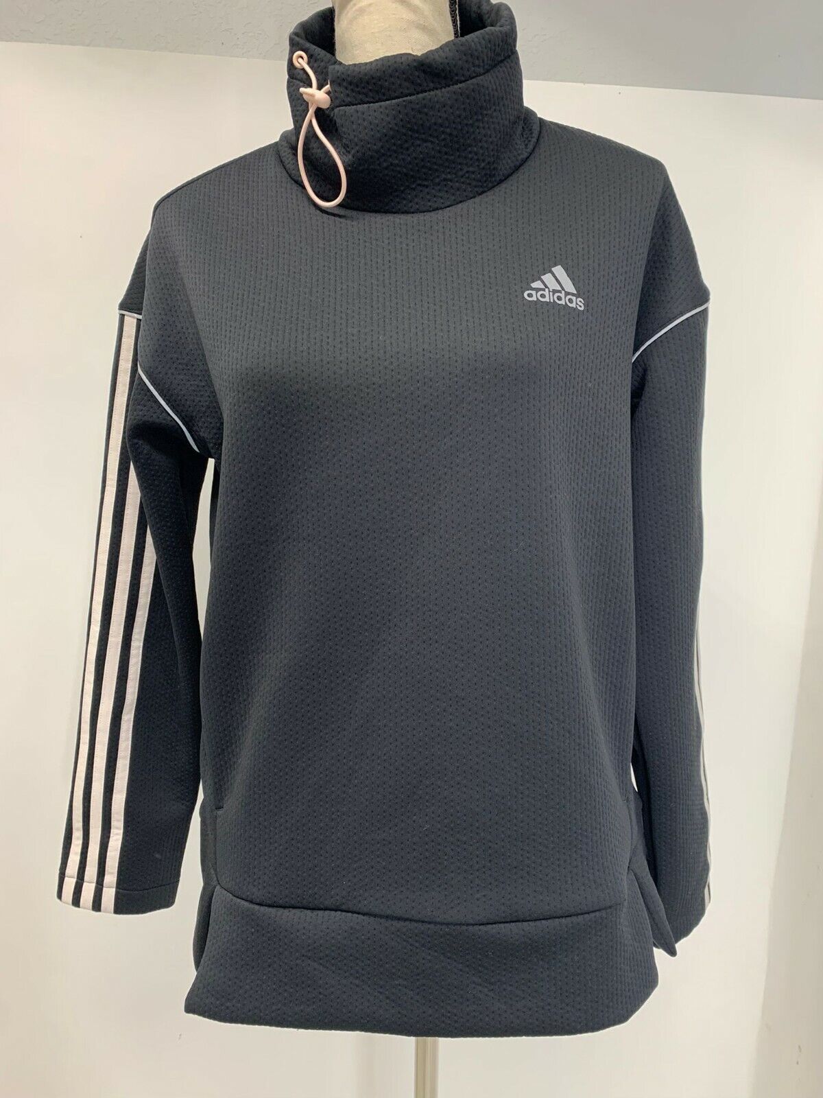 adidas Womens Black Aero Ready Intuitive Warmth Pullover Sweatshirt Funnel Neck