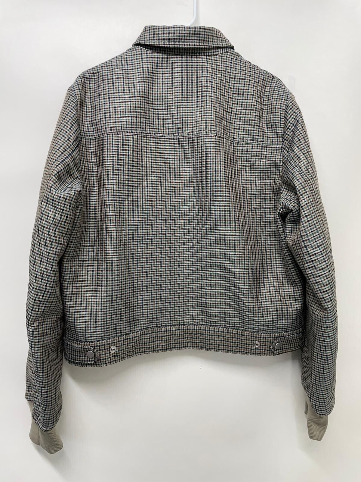 A Personal Note 73 Mens M Houndstooth Plaid Zip Up Wool Blend Jacket Bomber
