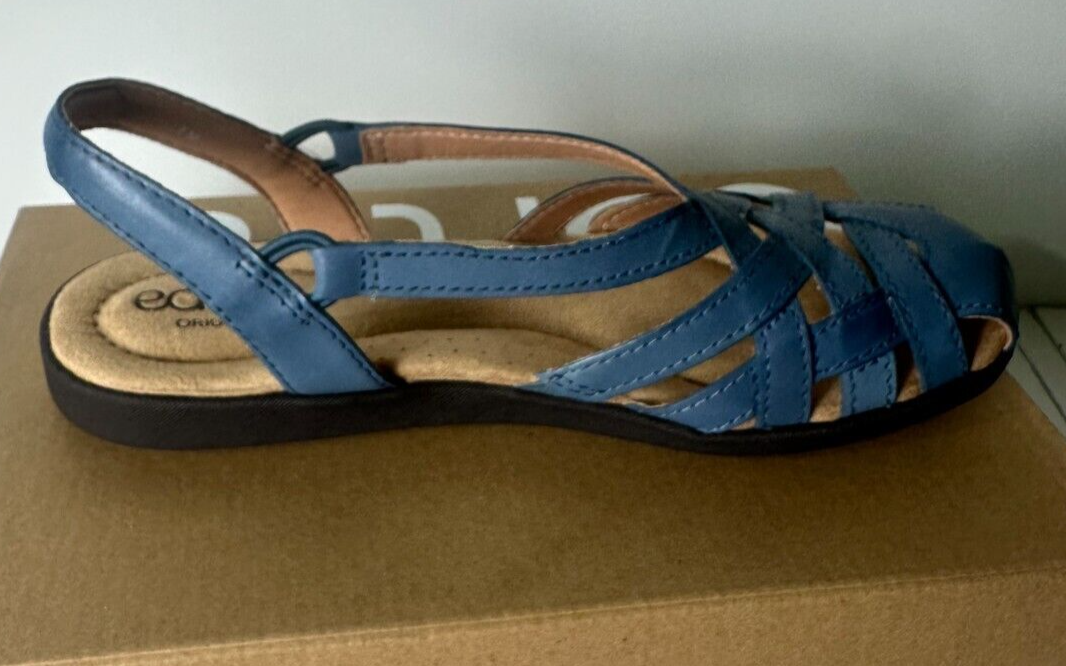 Earth Origins Womens 7 Nellie Slingback Leather Sandals Medium Blue NELLIE-IVO01