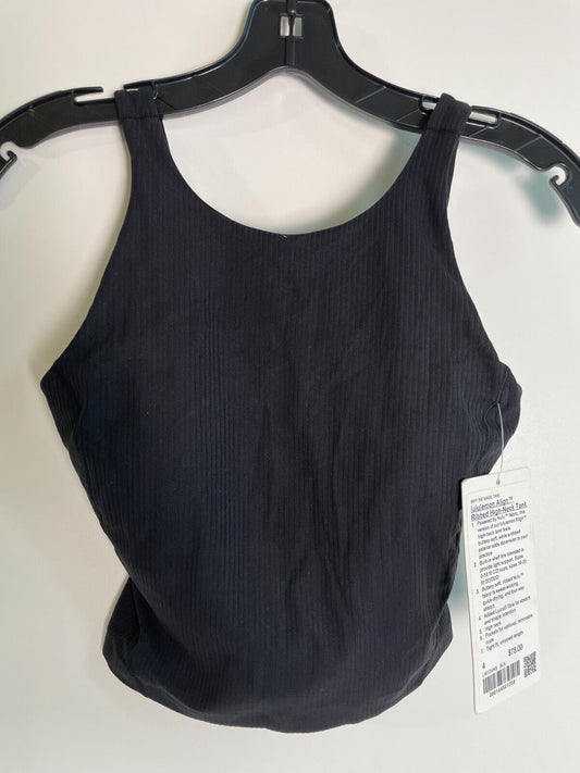 Lululemon Womens 4 Align Ribbed High-Neck Cropped Tank Top Black Stretch LW1DVNS