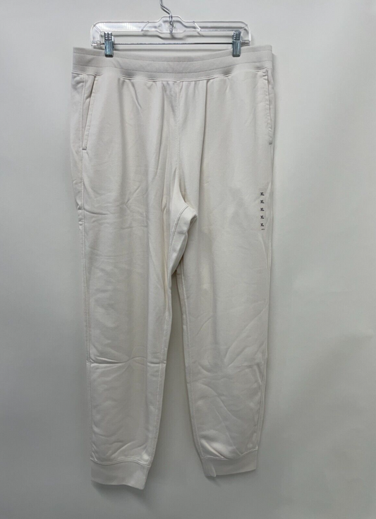 Uniqlo Mens XL Sweatpants Off White Elastic Waist Ribbed Hem Stretch 455640