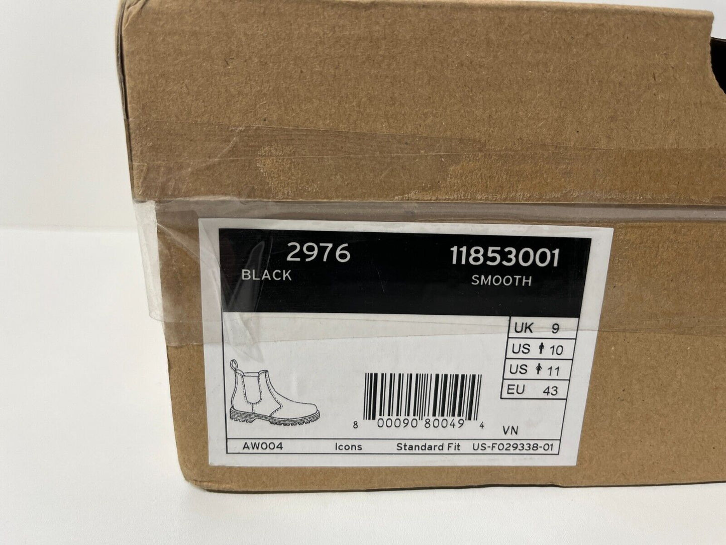 Dr. Martens Size M10/W11 2976 Smooth Leather Chelsea Boot Black Unisex 11853001