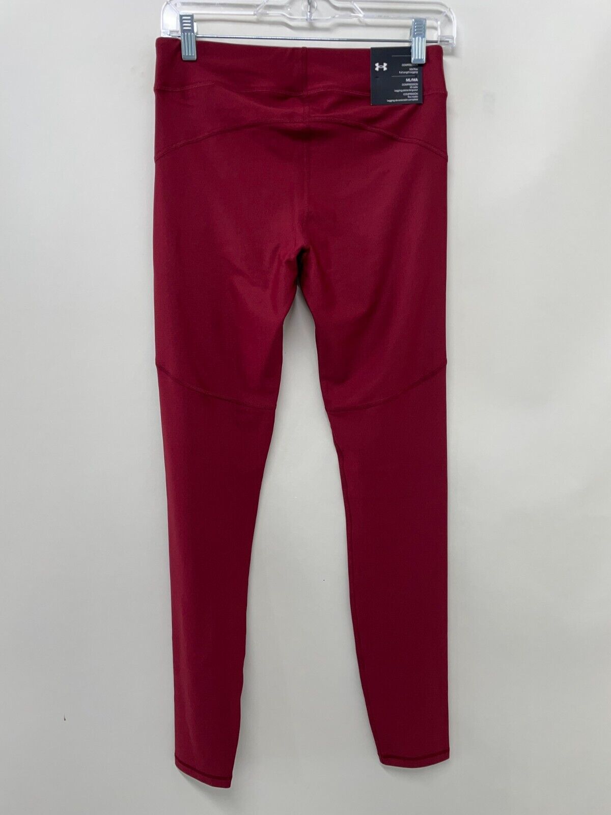 Under Armour Womens M HeatGear Mid-Rise Full-Length Leggings Maroon 1365404