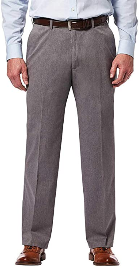 Haggar Mens Premium No Iron Straight Fit Perfect Fit Waistband Dress Pants Twill