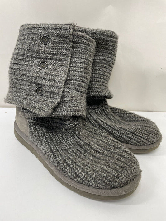Ugg Australia Womens 7 5819 Classic Cardy Sheepskin Boots Gray Knit