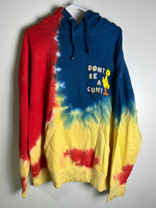 A**holes Live Forever Mens 3XL Don't Be A C**t Bird Tie Dye Hoodie Big ALF Linda